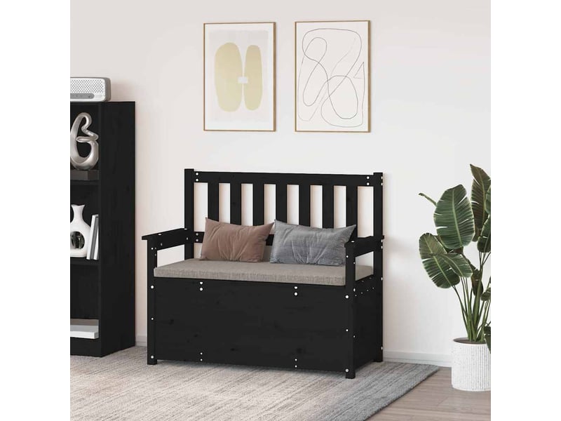  Banc d'entrée, banc d'intérieur noir 112,5x51,5x96,5 cm bois de pin massif  - Conforama B