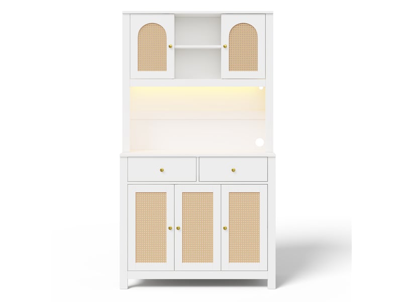  Armoire de cuisine 5 portes en rotin 2 tiroirs led mdf blanc 100x40x180 cm N635P28787778W - Conforama A