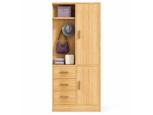 Armoire 2 porte(s) battante 3 tiroir(s) coloris bois clair largeur 70 cm