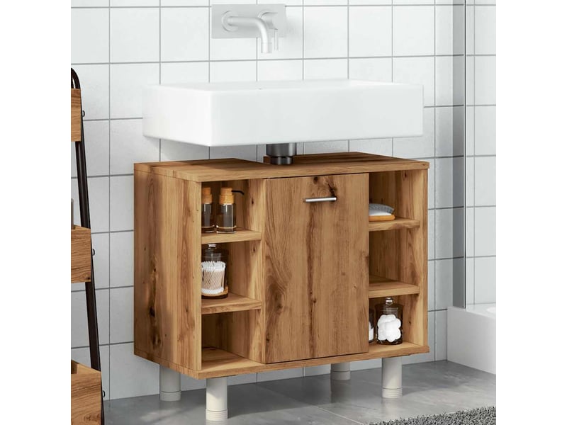  Armoire de salle de bain, meuble de rangement chêne artisanal 60x32x53.5 cm  - Conforama C