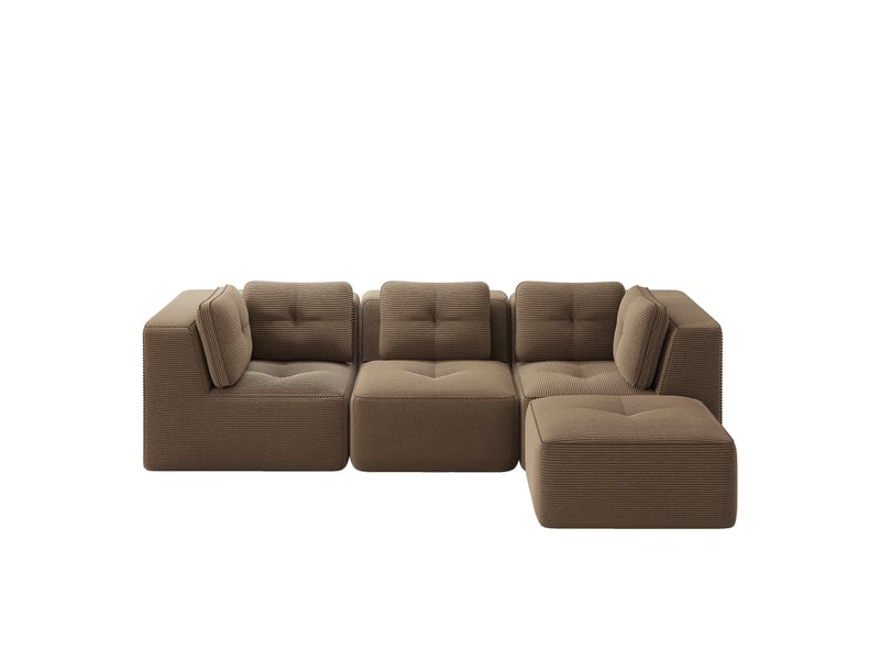 Canapé d’angle modulable 3 places velours côtelé marron – 297 x 177 x 69 cm Fay Lum - Conforama A