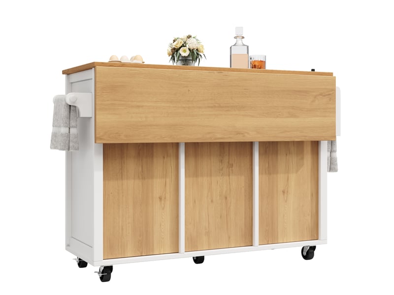  Îlot de cuisine mobile 120 cm – tiroirs, portes, roulettes, rangements multiples – meuble cuisine  - Conforama E