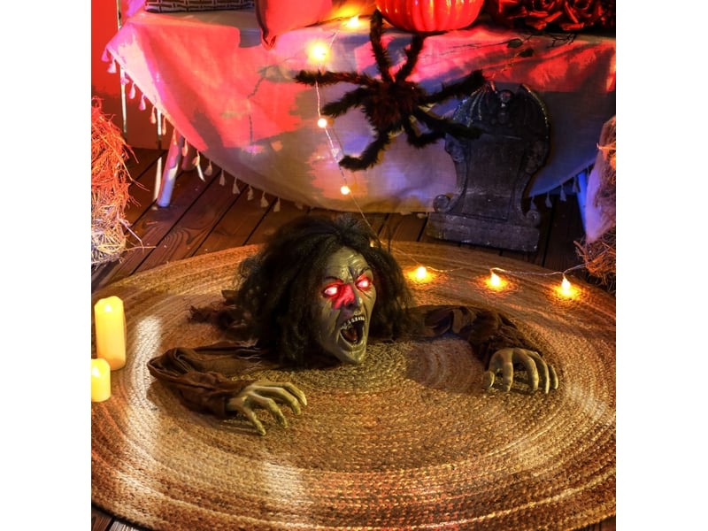  Décoration zombie rampante halloween 140x60x20 cm sons et lumières marron  - Conforama C