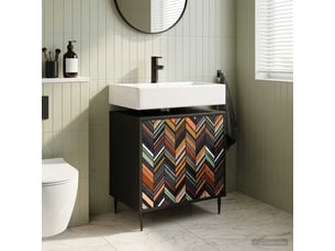 Armoire de salle de bain, meuble de rangement ommen chêne noir 60x40x61 cm