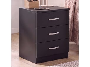 Table de chevet riano, commode de nuit, chambre, rangement, 56x40x36cm, 3 tiroirs, noir