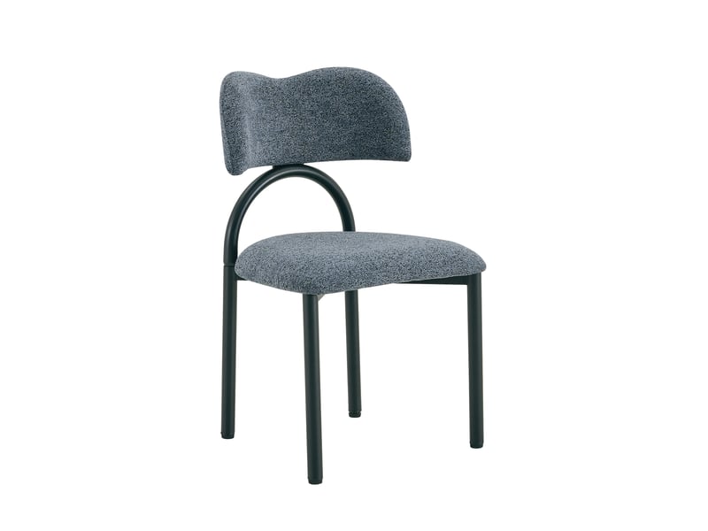  Lot de 2 chaises de salle à manger 50,7x47 cm – bleu – assise et dossier rembourrés, piètement métal noir  - Conforama D