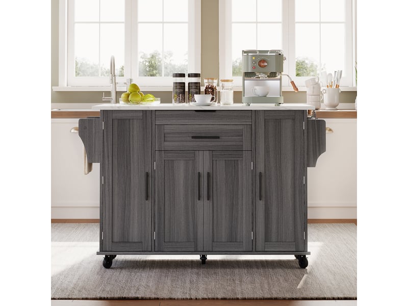  Desserte 4 portes 2 tiroirs coloris gris mdf desserte gris - Conforama D