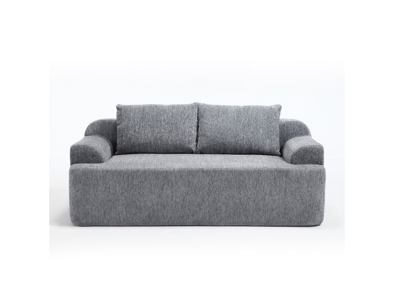  Canapé convertible 2 places à assise basse avec coussins amovibles  - mousse et ressorts, tissu côtelé - gris  - Conforama A