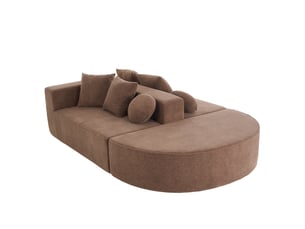 Canapé modulaire 263x171x66 cm, sans montage, avec coussins et accoudoirs, mousse, tissu chenille, marron