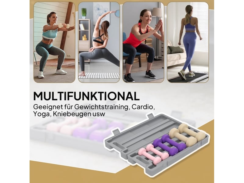  Set de 6 haltères 0,5 à 1,5 kg 43x18x7,5 cm – multicolore – mallette pour fitness  - Conforama E