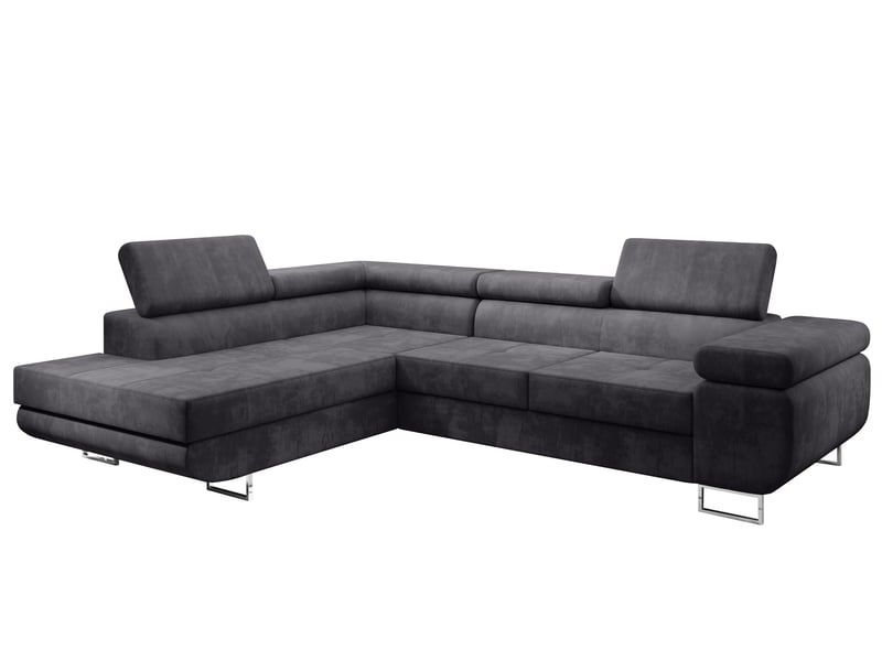  Canapé d’angle kanya gris clair 275 cm convertible avec coffre gauche Kanya - Conforama A