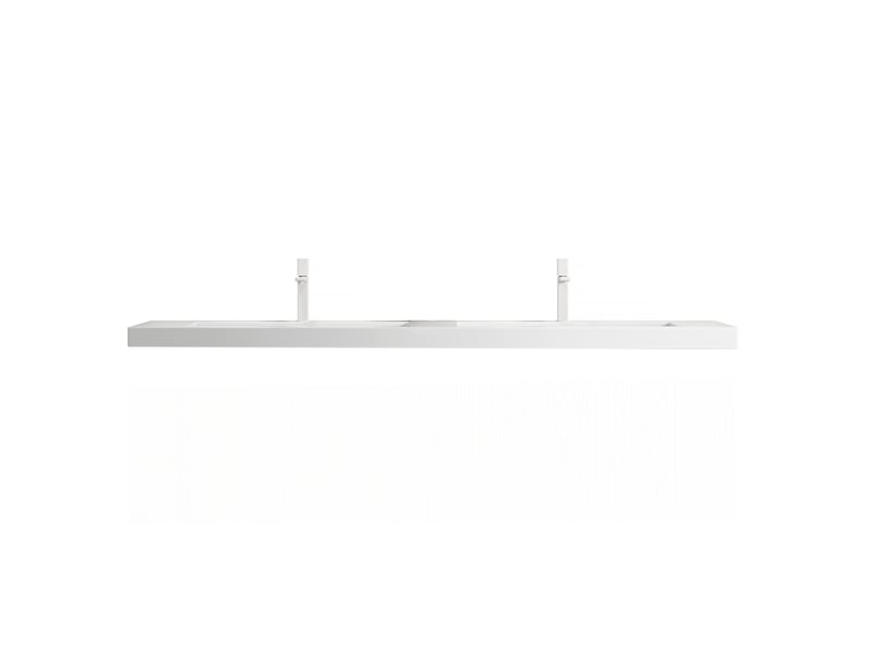 Double vasque à encastrer avec cuves en résine blanche, sans meuble ni robinetterie, pour salle de bain 140 × 46 × 5 cm - Conforama E