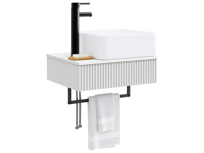 Basin de lavage mural, lavabo blanc 53x35x39 cm bois d'ingénierie - Conforama C