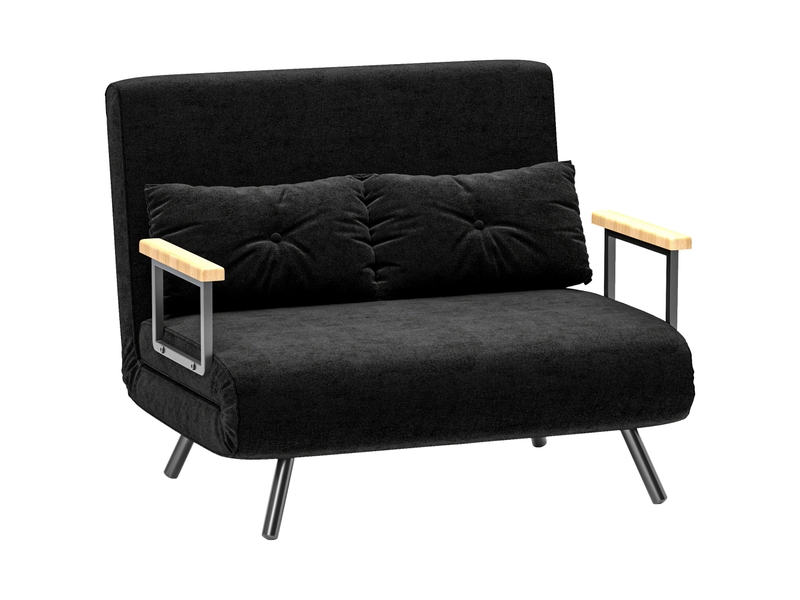  Canapé convertible 2 places en tissu noir 102x73x81 cm  - Conforama A