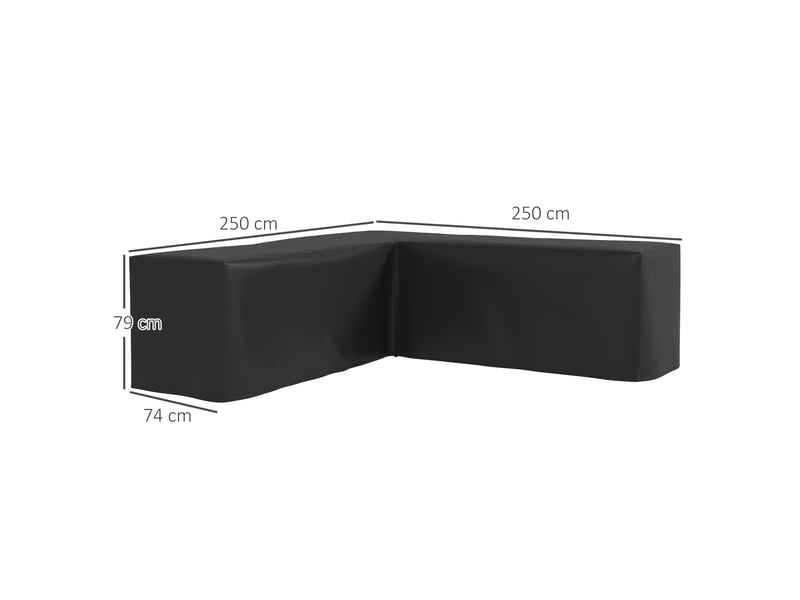 Housse de protection pour mobilier de jardin, en forme de l, imperméable, anti-uv, pour canapé d'angle, 250 x 250 x 79 cm, noire  - Conforama E