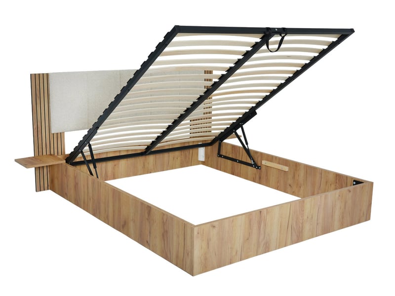  Bobochic lit coffre isya avec chevets intégrés beige 140x190 ISYA - Conforama A