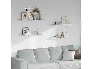 Lot de 4 étagères murales, étagères flottantes, étagères suspendues marbre blanc 100 x 9 x 3 cm cf41866