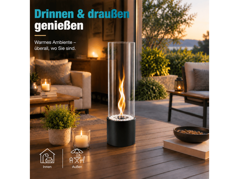  Zmh cheminée éthanol de table portable 16x40.5cm pour intérieur et extérieur  - Conforama C