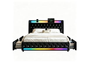 Lit avec rangement 160x200 cm EBD852Q-BK coloris noir