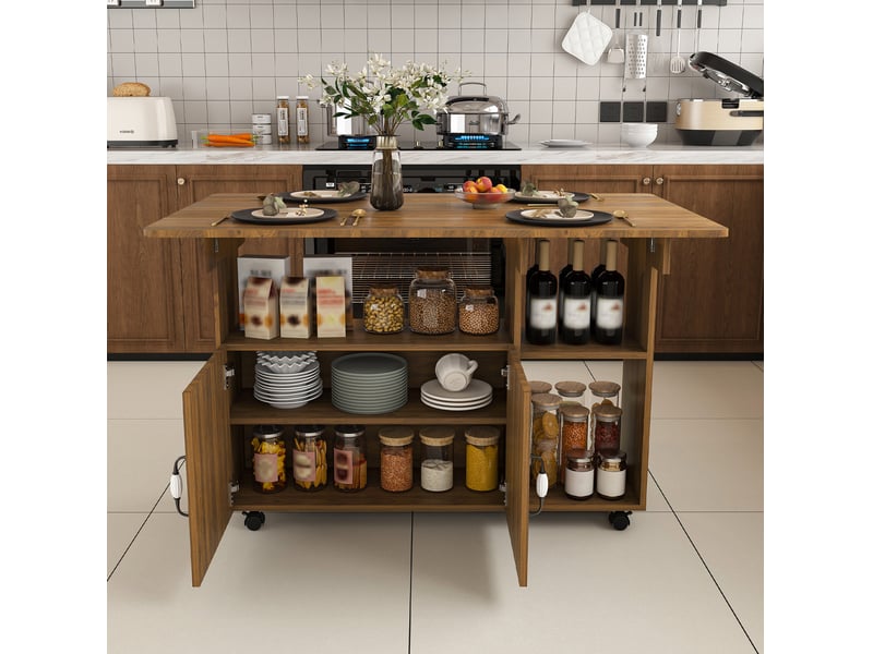Table à manger pliante mobile 110x70x80 cm en mdf finition noyer clair - Conforama D