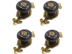 Lot de 4 poignées en céramique noire de 30 mm, poignées vintage pour portes, meubles et salles de bain