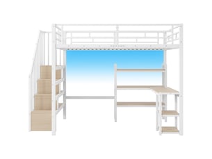 Lit mezzanine 140x200 cm <strong>MODERNLUXE</strong>  <strong></strong> coloris blanc