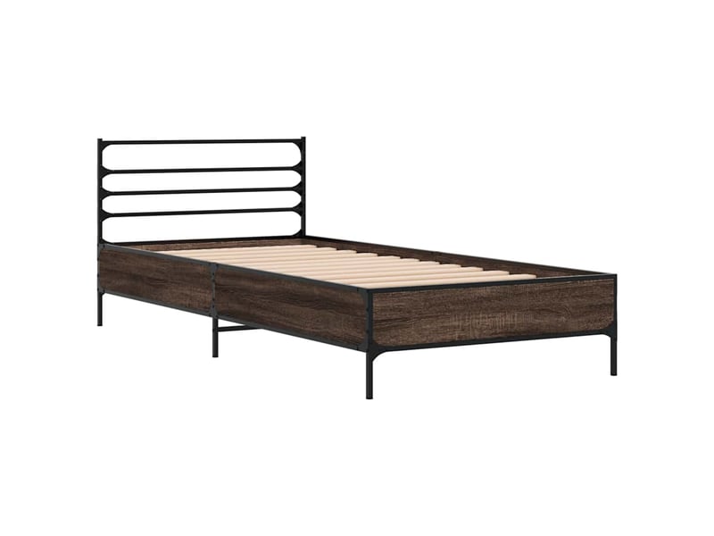  Lit simple- lit adulte -  cadre de lit sans matelas chêne marron 100x200 cm  - Conforama B