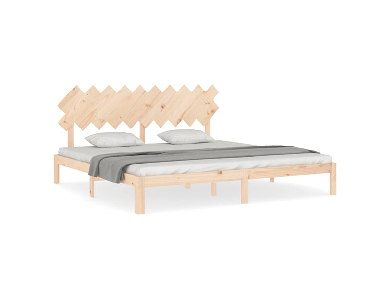  Lit double- lit adulte -  cadre de lit sans matelas 200x200 cm bois massif de pin  - Conforama A