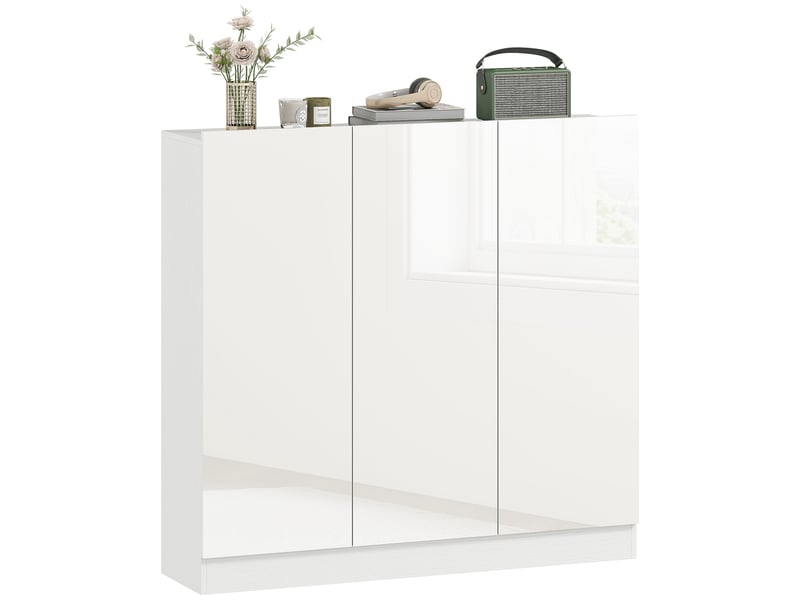  Meuble à chaussures blanc brillant, portes à fermeture amortie, 25 à 30 paires  - Conforama B