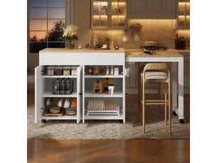 Buffet de cuisine coloris blanc <strong>ELVMI</strong> <strong></strong>
