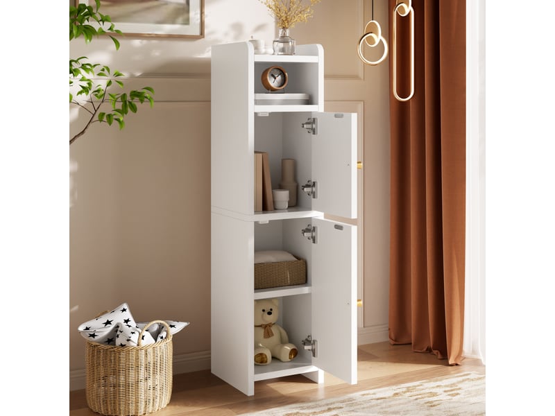  Armoire blanche 80 cm, rangement étroit polyvalent, étagère réglable, poignées métal, anti-basculement, chambre salon  - Conforama D