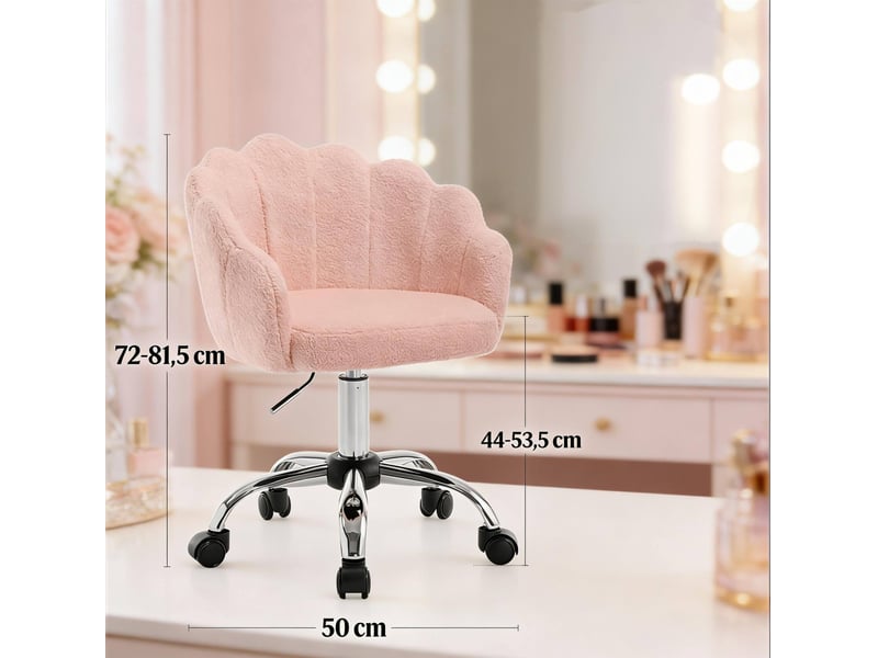  Chaise de bureau fleur 37,5x55x81,5 cm réglable tissu métal rose  - Conforama E