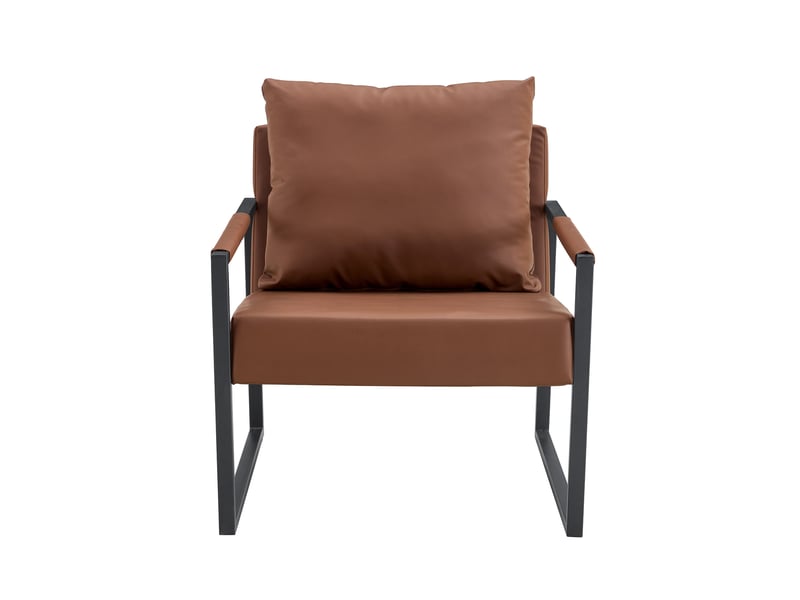  Fauteuil à accoudoirs, structure métallique, revêtement en pu marron  - Conforama A
