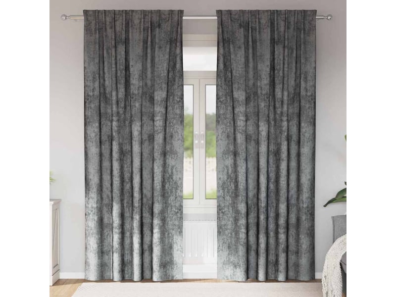 Lot de 2 rideaux en velours, rideaux de fenêtre gris 245 x 140 cm velours cf44208 - Conforama B
