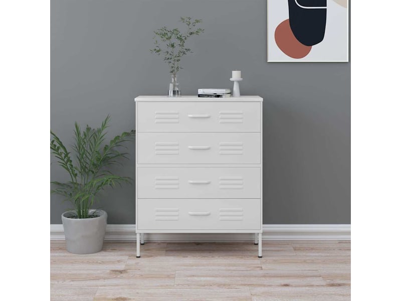  Commode chambre adulte, armoire à tiroirs blanc 80x35x101,5 cm acier  - Conforama B