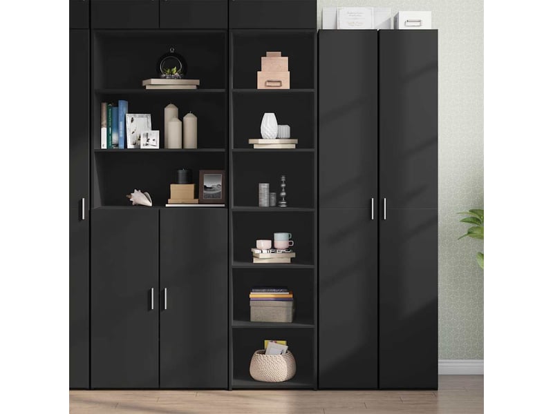  Buffet haut - bahut - meuble de rangement noir 45x41x185 cm bois d'ingénierie  - Conforama B