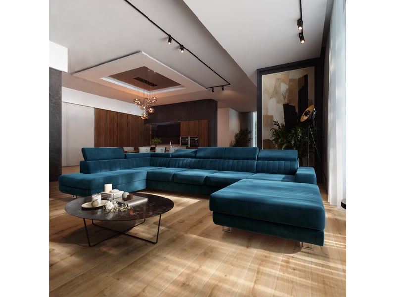 Canapé d'angle gaian, velours bleu - Conforama B