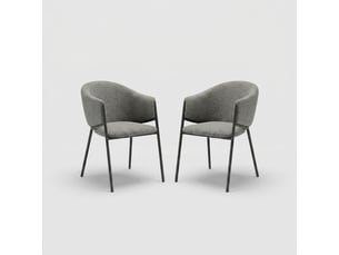 Lot de 2 chaises rembourrées en tissu bouclette easy-clean duna - gris foncé