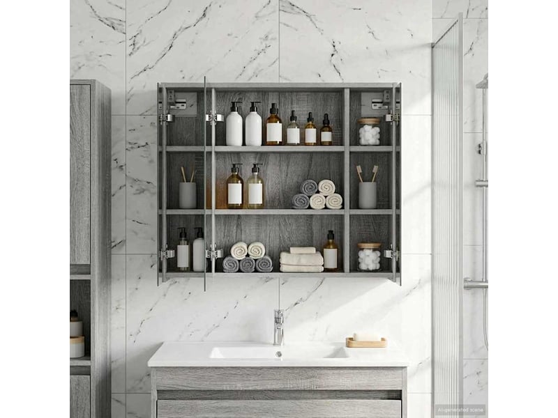  Armoire miroir salle de bain, meuble de rangement gris sonoma 73.5x16x62.5 cm shl228  - Conforama D