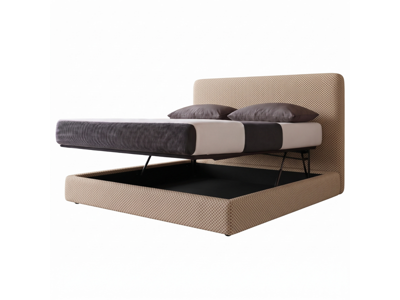 Lit coffre ouverture latérale et frontale 200x200 cm – tête de lit incluse – tissu mesh 3d beige C02-LTC51-P 200/200 3DBE - Conforama A