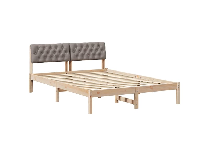  Lit double- lit adulte -  cadre de lit marron et taupe 150 x 200 cm bois massif en pin  - Conforama A