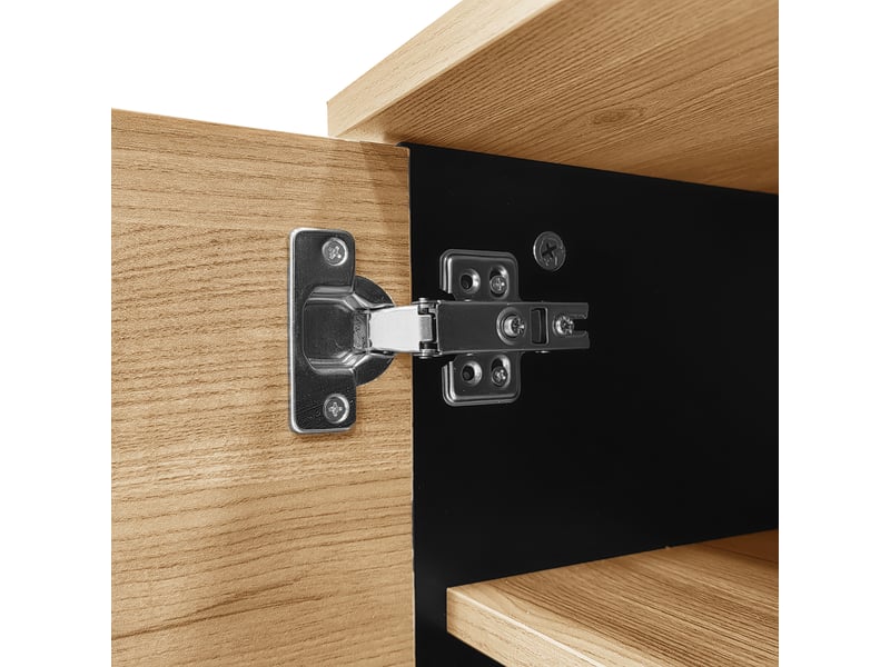  Meuble tv 170 cm bois et noir avec tiroirs, 2 portes et compartiment, charge 60 kg  - Conforama R
