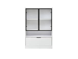 Vitrine coloris blanc 2 étagère(s) OSUPNESSEE - 80 cmx120 cm