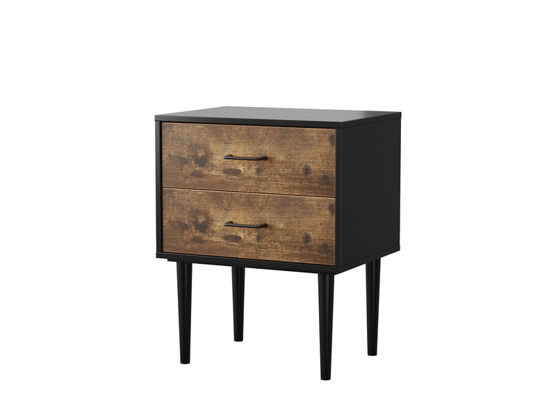 Table de chevet rétro, marron vintage, style industriel, 2 tiroirs, meuble d’appoint, 51 cm - Conforama D