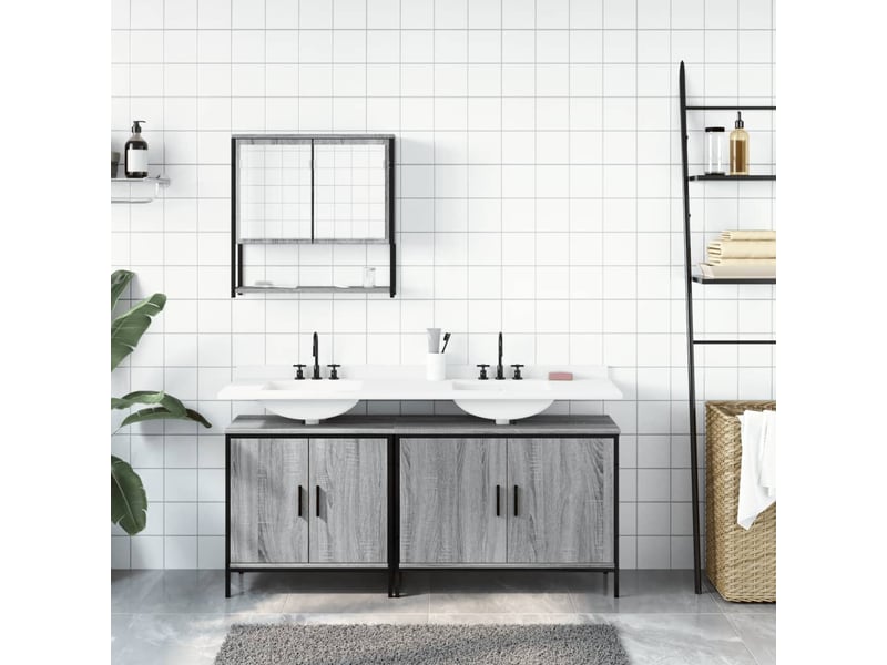  Ensemble de meubles de salle de bain 3 pcs sonoma gris cf63819  - Conforama C