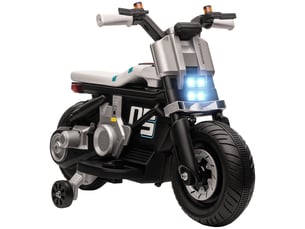 Moto électrique pour enfants avec phares, musique, klaxon, vitesse de 3 kmh, pour les enfants de 3 à 5 ans, 86 x 44 x 58 cm, noir et blanc