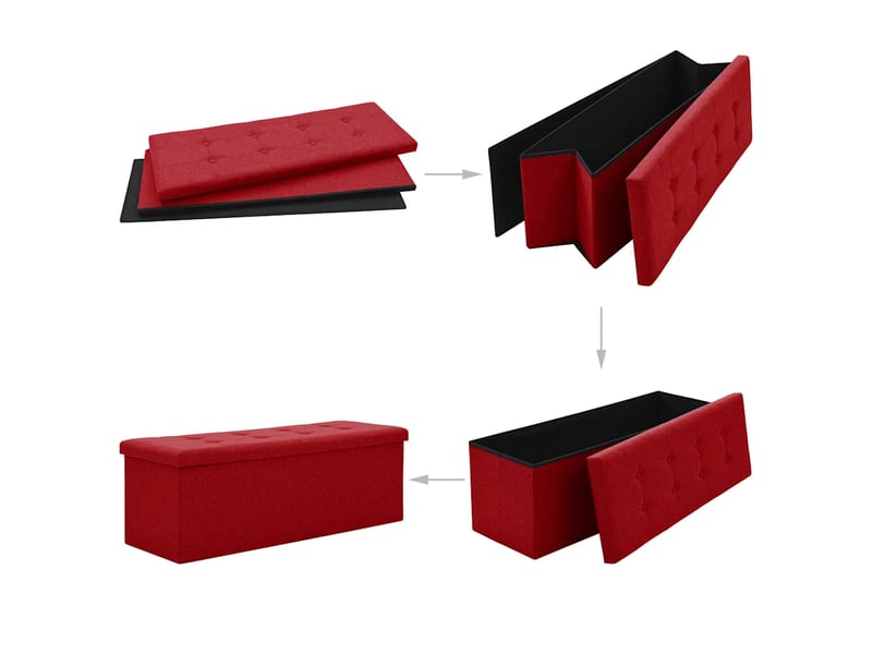  Banc chambre, banc de rangement pliable rouge bordeaux faux lin  - Conforama E