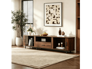 Meuble tv coloris bois foncé 180 cm <strong>WISHDOR</strong> <strong></strong>