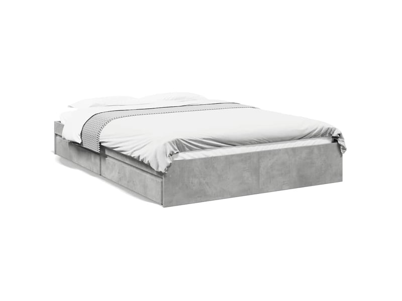  Lit double- lit adulte -  cadre de lit avec tiroirs sans matelas gris béton 160x200 cm  - Conforama A