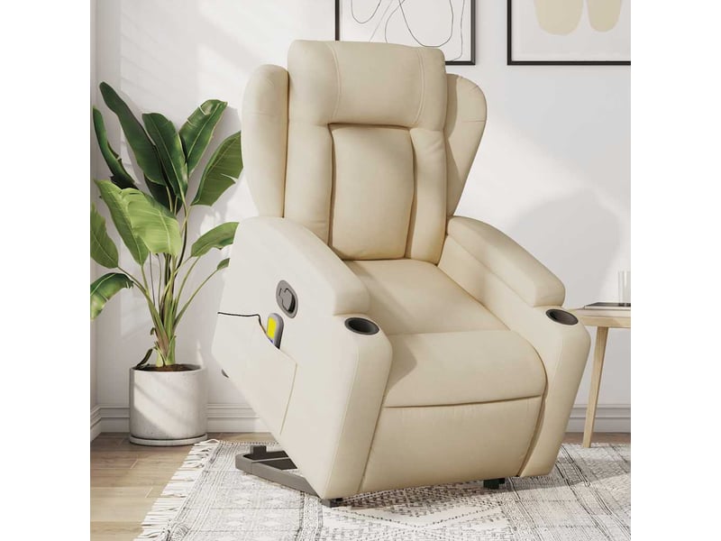  Fauteuil inclinable de massage, fauteuil relax crème tissu shl62057  - Conforama B